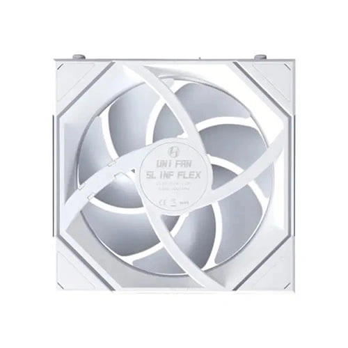 Lian Li UNI Fan SL-INF Flex Wireless ARGB 120mm Reverse Blade White Cabinet Fan, Triple Pack